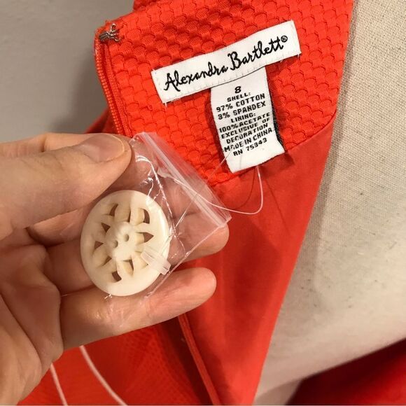 Alexandra Bartlett Orange and White Midi Dress - Picture 10 of 11